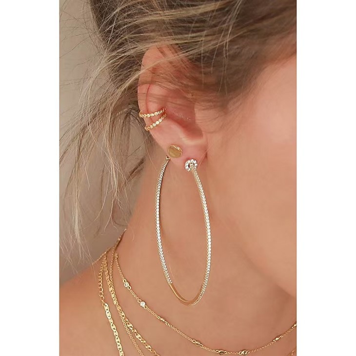 Big Hoop Brass Zircon Earring